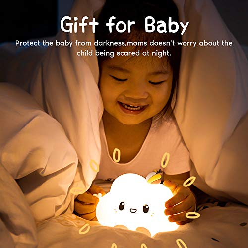 One Fire Cute Night Light for Kids,Baby Children Nightlight,Nursery Cloud Color Changing Bright Toddler Portable Lamp Remote,Squishy Soft Led Silicone Glow Battery Operated Night-Light for Bedroom