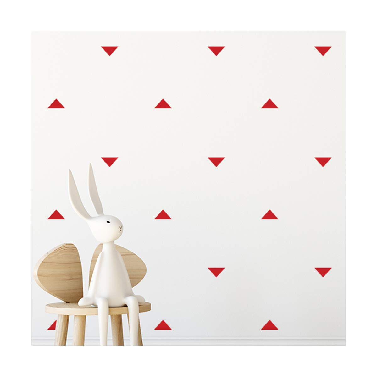 StickerDeen | Wide Triangle Isosceles Polygon Pattern Style Shape Decoration Removable Nursery Wall Art, Window, Furniture Vinyl Decal Stickers Gift | (Pack of 80) (Red)