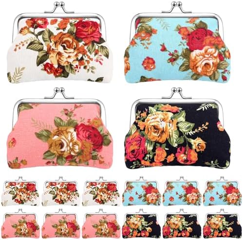 10 Packs Floral Women Coin Purse Small Vintage Coin Purses Pouches