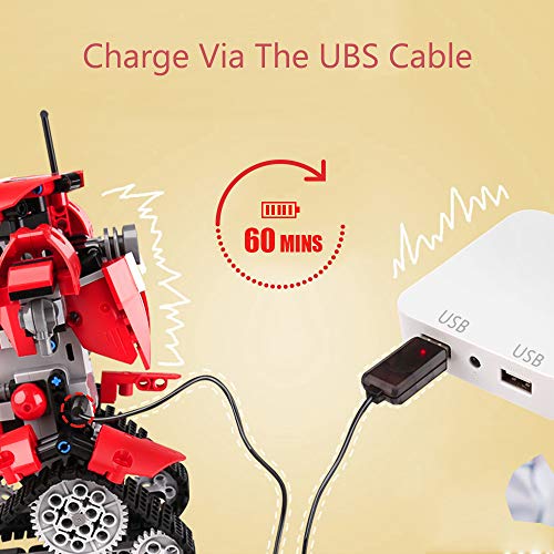 Aukfa Building Blocks RC Robot App Controlled Toy, Remote Control STEM Robot Toy, DIY Robotics Rechargeable RC Electronic Robots Funny Gift for 8+ Year Old Boys Girls ( 392 Pcs )