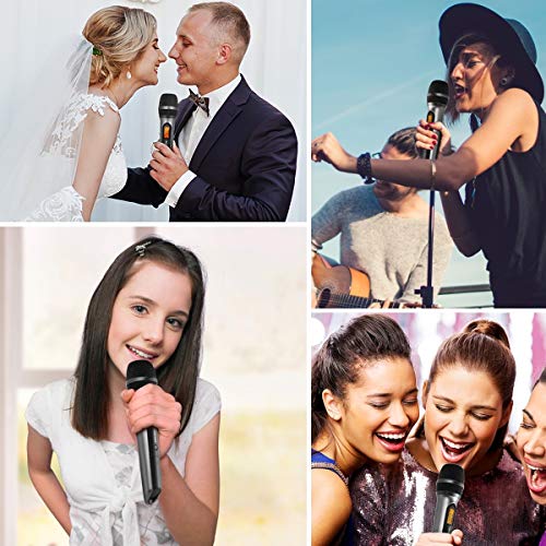 Wireless Microphone System, Alvoxcon Dual UHF Dynamic Handheld mic for iPhone, Computer, Karaoke, Conference, DJ, Vocal Recording, Singing, Church, On Stage Performance, Party Events (1/4 inch Plug) - Thumbnail 5