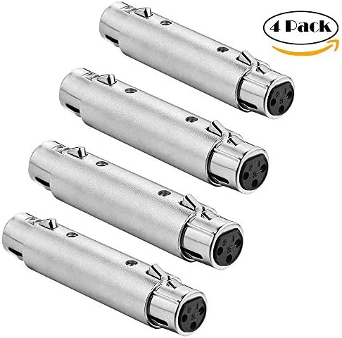 XLR 3 Pole Female to Female Cable Adapter Gender Changer Coupler-4 Pack