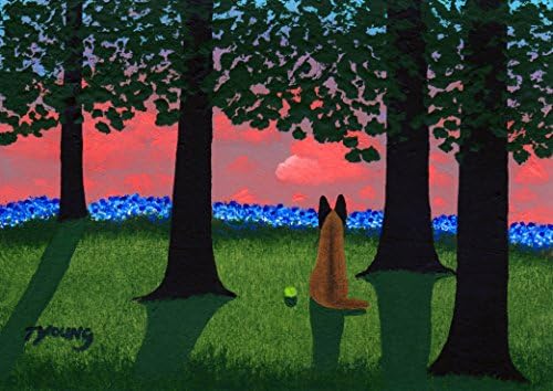 Belgian Malinois Dog Folk art print by Todd Young SUNSET