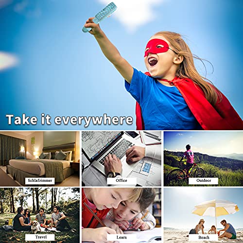 Kids Mini Handheld USB Fan with Rechargeable 500 mAh Battery, 3 Speeds Electric Portable Hand Fan for Home Outdoor Travel (Blue)