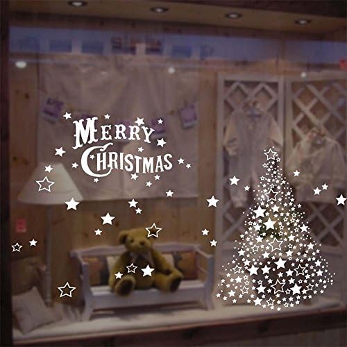 Merry Christmas Decorations White Christmas Tree Window Clings Decal Stickers Thanksgiving Decorations Ornaments Party Supplies