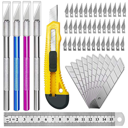 Exacto Knife Upgrade Precision Carving Craft Knife Hobby Knife Exacto Knife Kit 50 Spare Xacto Blade for Art, Hobby, Scrapbooking,Stencil