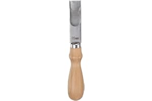 HARFINGTON Leather Edge Bevelers 16mm Wide Mouth Stainless Steel Skiver Leather Tool Leather Edge Skiving Beveler with Wood H