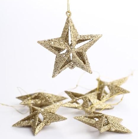 Factory Direct Craft Gold Glittered Star Sprays Package of 6 Pieces