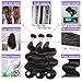 SAYAS Hair 10A Grade Brazilian Body Wave Human Hair Bundles Weave Hair Human Bundles Brazilian Virgin Hair For African Americans Women Each Bundle 100g With 40g 4x4 Free Part Closure(20 22 24+20inch)