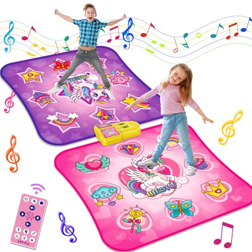 TERRAMUS Dance Mat Toys for 3-12 Year Old Kids, Single & Double Player Dance Game Pad with Light, 9 Levels Built-in Music Play Mats, Birthday Xmas Gift for Girls Boys Toddlers