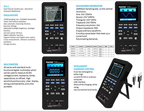 Hantek 2C42 Handheld Oscilloscope Multimeter 2 in 1 Multifunction Tester 2CH+DMM 40MHz Scope - Image 3