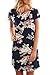 JustVH Women's Casual Floral Print Short Sleeve Tunic A-Line Summer Mini T-shirt Dress