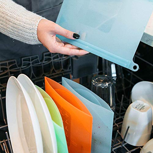 Reusable Food Storage Bags (7 Pieces), Dishwasher Safe & Microwave Safe