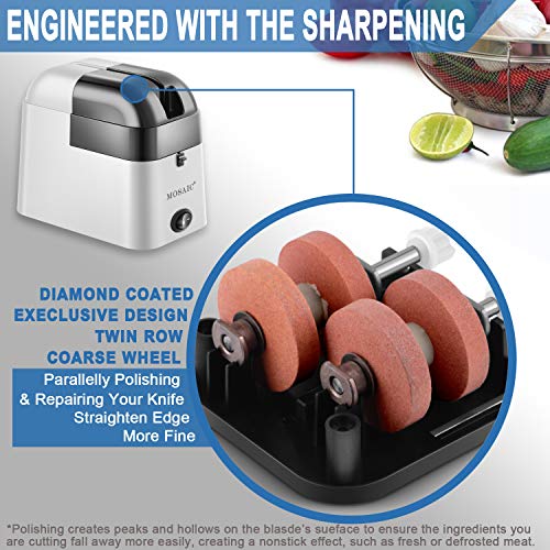 MOSAIC Electric Knife Sharpener with Detachable Diamond Wheel for Straight Knives, Knives Sharpening Tool with Waterproof Function and Non-Slip Base - Grey - Thumbnail 2