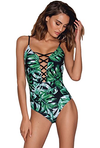 cross straps floral printed one piece for women cross straps floral printed one piece for women