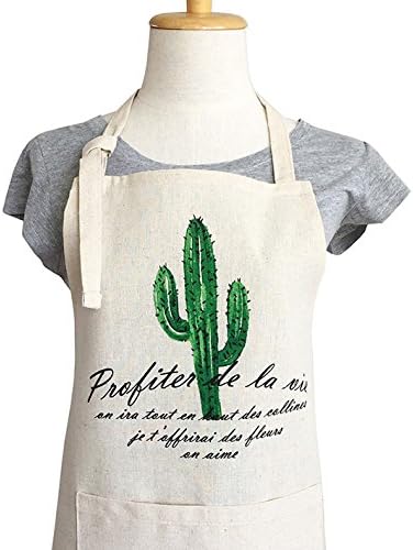 Cactus Canvas Apron with 2 Pockets and Adjustable Neck Strap for Cooking, Gardening, Art, Kitchen Decorations, Summer Party Décor, Garden Gifts for Women, Men, Teens, Unisex Adults