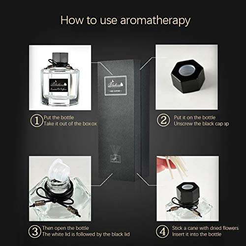 Reed Diffuser Set, Reed Diffuser Sticks Reed Diffuser Oil for Stress Relief Aromatherapy Essential Oil Fragrance Reed Diffuser Oil for Bedroom Bathroom (Lemon)