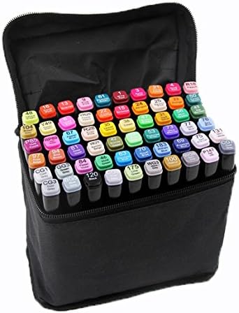 1mm/6mm Art Twin Tip Marker Pens Highlighters 40/60/80 Assorted Colors Hand-painted/ Interior design/ Anime/Landscape/Architecture/Clothing/Industrial design Set (Standard 48 colors, Black)