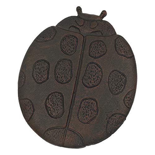 OUTOUR Oval Cute Cast Iron Ladybug Stepping Stone for Garden Patio Lawn Pool Outdoor Garden Decor Gift, Dark Rust - Thumbnail 2
