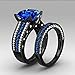 Rongxing Jewelry Couple Blue Sapphire Ring Sets Size 9 Women's Black Gold Wedding