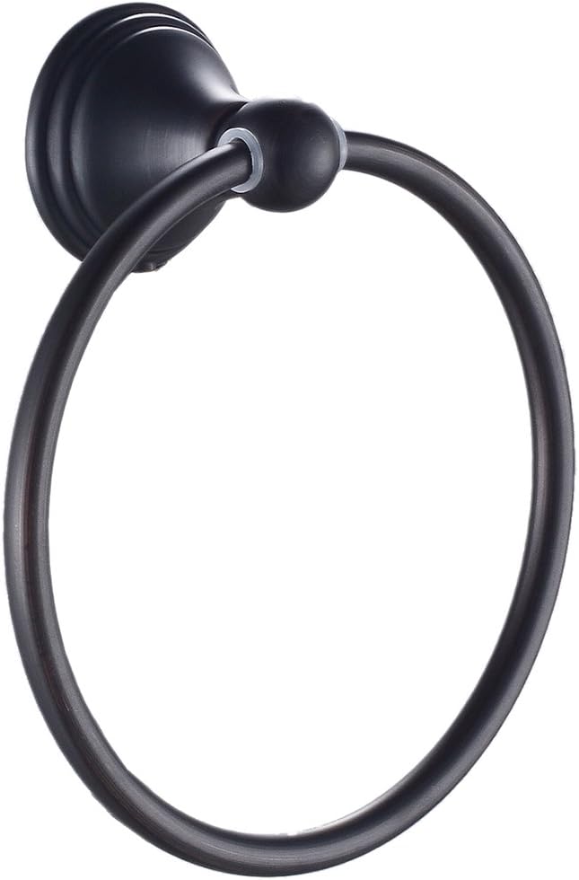 Cavoli Bathroom Hardware Accessory Towel Ring,Space-Saving Kitchen Bath Round Towel Holder,Modern Style Wall Mount,Oil Rubbed Bronze/Black