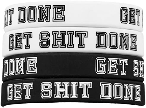 Get Shit Done - 4 pack of Motivational Wristbands (Debossed with Inkfill)