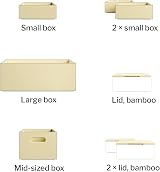 KabelDirekt 2x Bamboo Storage Box S Stackable Eco-Friendly Organizer Home view 2