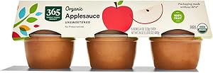 365 by Whole Foods Market, Organic Unsweetened Apple Sauce Cups, 4 Ounce (Pack of 6)