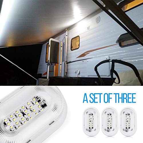 SnowyFox RV Porch Light 10-24V Replacement LED Lighting Fixture for RVs, Trailers, Campers, 5th Wheels (3-Pack) - Thumbnail 3