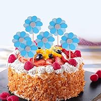 Amosfun 6 Stuck Blumen Geburtstag Kuchen Topper Kreativ Schone Kuchen Dessert Dekoration Einsatz Karte Fur Geburtstag Hochzeit Party Zubehor Blau Amazon De Kuche Haushalt