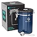 Coffee Gator Stainless Steel Coffee Grounds and Beans Container Canister with Date-Tracker, CO2-Release Valve and Measuring Scoop, Large, Blue