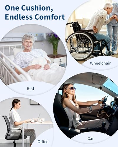 HOMCA Foldable and Adjustable Anti-Bedsore Pillow, Memory Foam Coccyx Cushion for Bedridden People and Long Sitting Periods (Black)