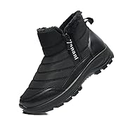 Hanani Mens Winter Snow Boots Fur Lined Warm Ankle Boots Zipper Closure Waterproof Outdoor Boots Men's Lightweight Comfortable Shoes