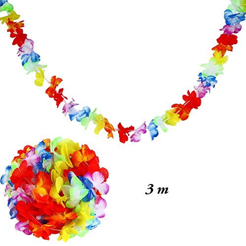 Aneco 6 Packs Colorful Hawaiian Luau Tropical Flower Lei Garland Party Decorations Hawaiian Tropical - //coolthings.us