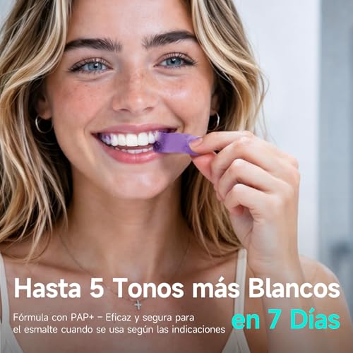 Teethbliss Tiras Blanqueadoras Dientes Moradas: Blanqueador Dental Morado, 7 Tratamiento Efecto Rápido Eliminar Café, Vino, Tabaco Manchas, Seguro Esmalte, Blanqueamiento para Bodas, Citas Trabajar