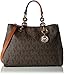 Michael Kors Cynthia Medium PVC Logo Satchel Handbag in Brown