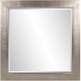 Howard Elliott Millenium Hanging Square Mirror for Wall, Beveled Edges Mirror with Silver Leaf Finish, Accent Mirror Home Déc