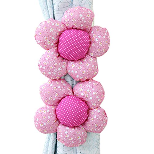 LINGERT 1 Pair Sunflower Window Curtain Tieback Buckle Clamp Hook Fastener Decor for Kids Girls (E)