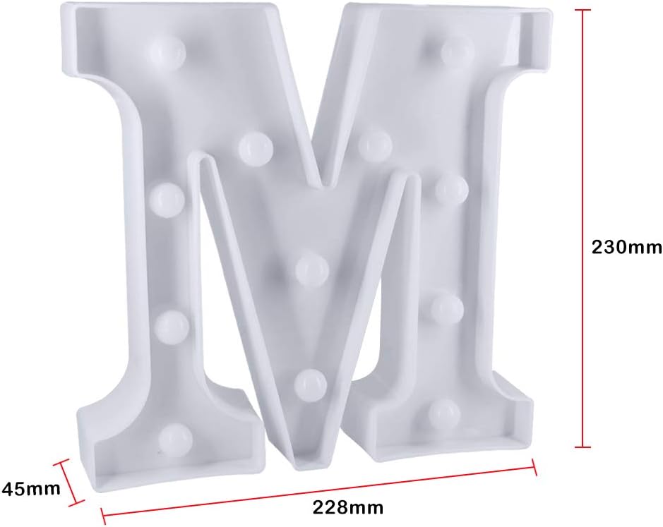 HONPHIER® Letter Lights Decorative LED Alphabet Lights Marquee Decoration Light Up Sign Night Light Battery Operated for Birthday Party Wedding Receptions Holiday Bar Home Bedroom Bath Bar Decor (M) - Image 3