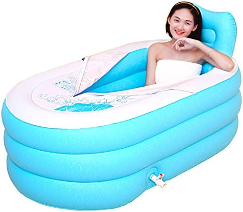 Meters Inflatable Bathtub Adult Portable Foldable PVC Plastic Tub With Air Pump ( Color : Blue , Size : S )