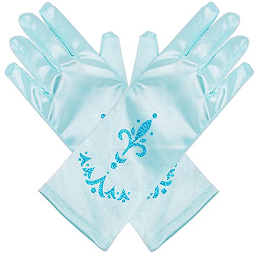 Princess Dress Up Costume Accessories Elsa Set For Princess cosplay Gloves Tiara Wand and Necklace(5 Pieces)