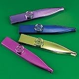 Fun Express - Metallic Kazoos - Bulk, Assorted Colors, Plastic (2-Pack of 12)