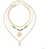 Layered Gold Necklaces for Women,Stackable Dainty 14k Gold Plated Baroque Pearl And Sun Pendant Layered Necklace,Vintage Chunky Pearl Choker Jewelry Gift