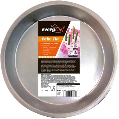 EveryChef Essentials 2pk Round Cake Tins Silver 20.3cm Deep Stainless Steel
