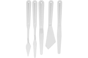 RASTKY Plastic Palette Knife Set Durable Mixing Tool for Oil Painting Artists, 5pcs for Home Studio Outdoor Use