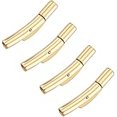 UNICRAFTALE 4 Sets 304 Stainless Steel Column Bayonet Clasps 1.8-2 mm Hole Tube Leather Cord Ends Caps Snap Connectors Golden Snap Lock Material Clasps for Bracelets Necklaces Buckle Jewelry Making