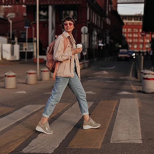 Cestfini Gold Wedge Sneakers for Women Wedge Tennis Shoes NonSlip