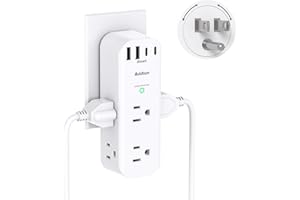 ADDTAM Surge Protector Wall Outlet Extender, Multi Plug Outlet with Rotating Plug, 6 AC Outlets 4 USB Ports (2 USB C), 1800J, 3-Side Power Strip Wall Mount, Outlet Splitter for College Dorm Travel Essentials