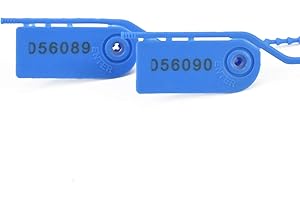 SRR 1000 Pull Tite Signage Security Plastic Beaded Seals Tamper Proof Numbered Locks Breakable Adjustable Length Tags for Clothes, Shoes and Bags 210mm Blue