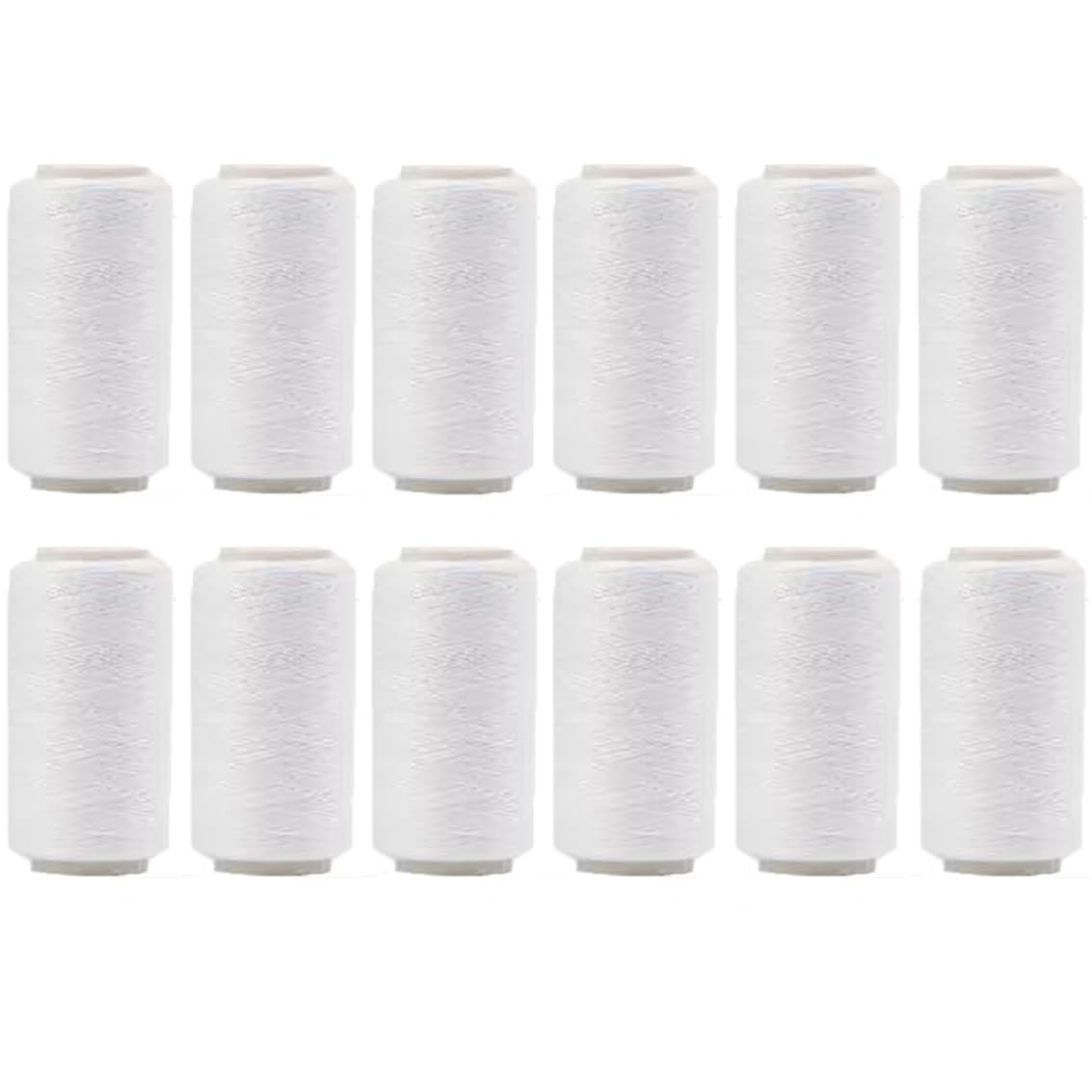 12 SPOOLS of 600 Yards Polyester Sewing Thread for Sewing Machine All Purpose Premium Quality Thread (White)